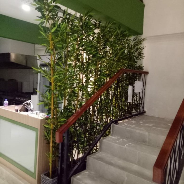 BATANG BAMBU PARTISI 2M TANAM HIASAN DEKORASI HIASAN RUANGAN ARTIFICIA