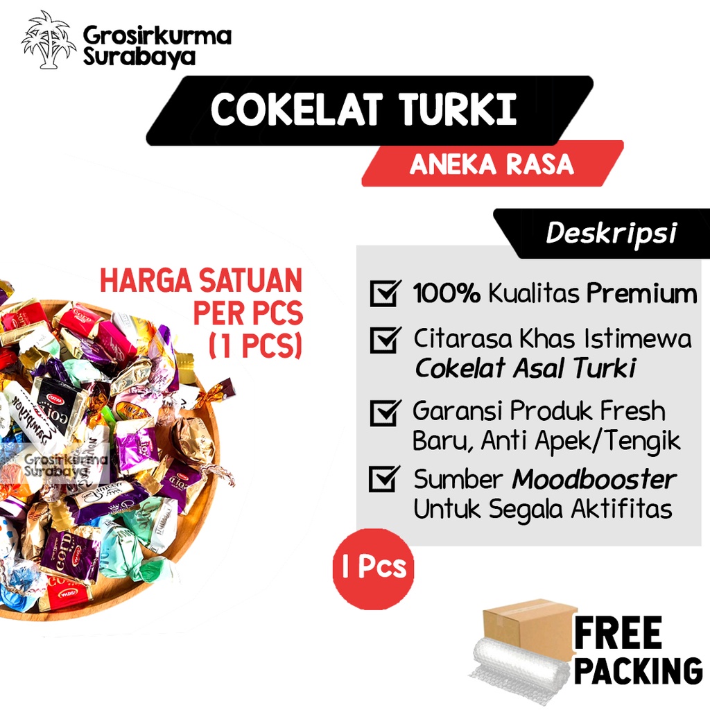 Cokelat Turki (SATUAN) 1Pcs Harga Ekonomis Kualitas Premium Sebagai Moodbooster Coklat Arab Haji Umroh