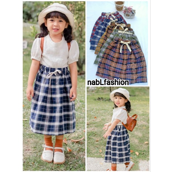 korean skirt flanel / Rong Skirt 2-7thn /rok flanel anak perempuan/ bawahan flanel rok anak perempuan