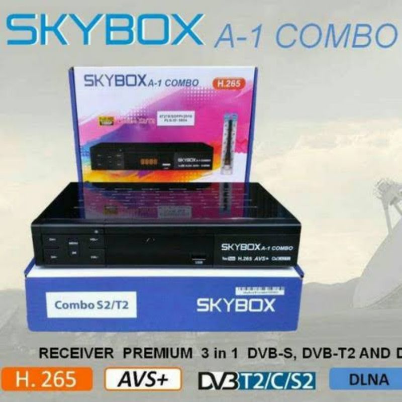 Jual Skybox A1 Combo (set top box tv digital uhf dvb t2 + parabola dvb