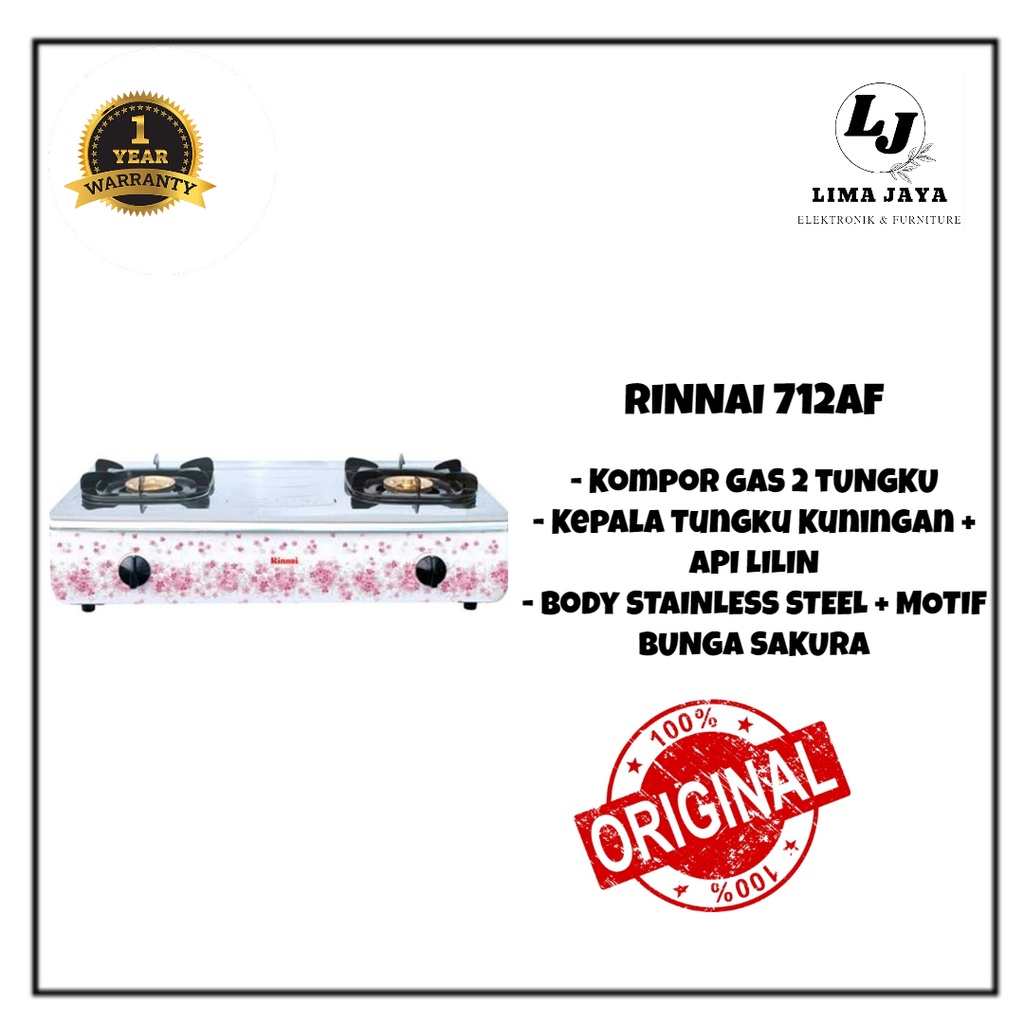 Kompor Gas 2 Tungku Rinnai 712AF Kompor Dua Tungku