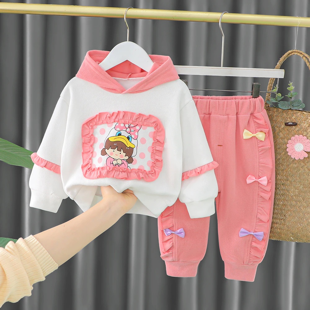 Zahra Setelan Baju Anak Perempuan Cute Kids Bahan Fleece | One Set Anak Cewek  Gemes  Umur 1 - 6 Tahun Terbaru Kekinian Premium
