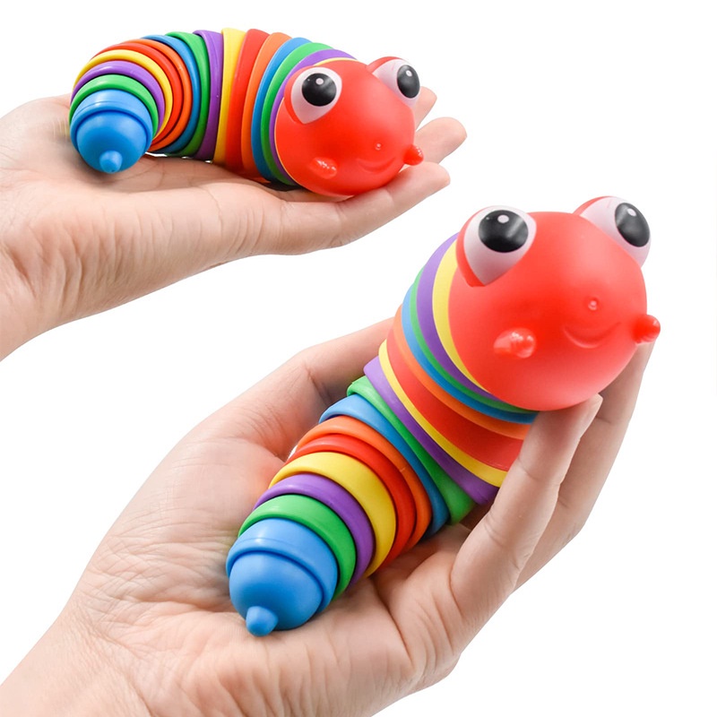 Mainan Menyenangkan Ujung Jari Slug Ulat Refleksi Mainan Fidget Toys Penghilang Stress