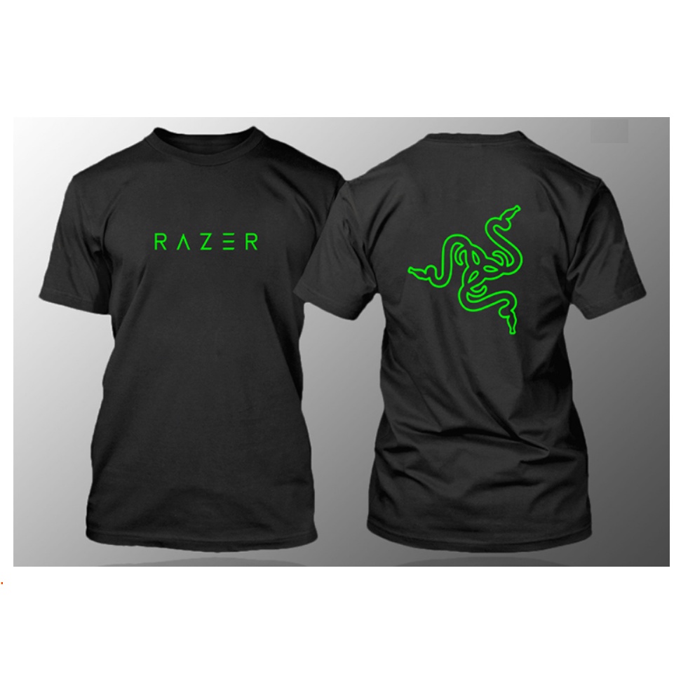 T-shirt Kaos RAZER Thunder Snake Logo Round Neck Short Sleeve