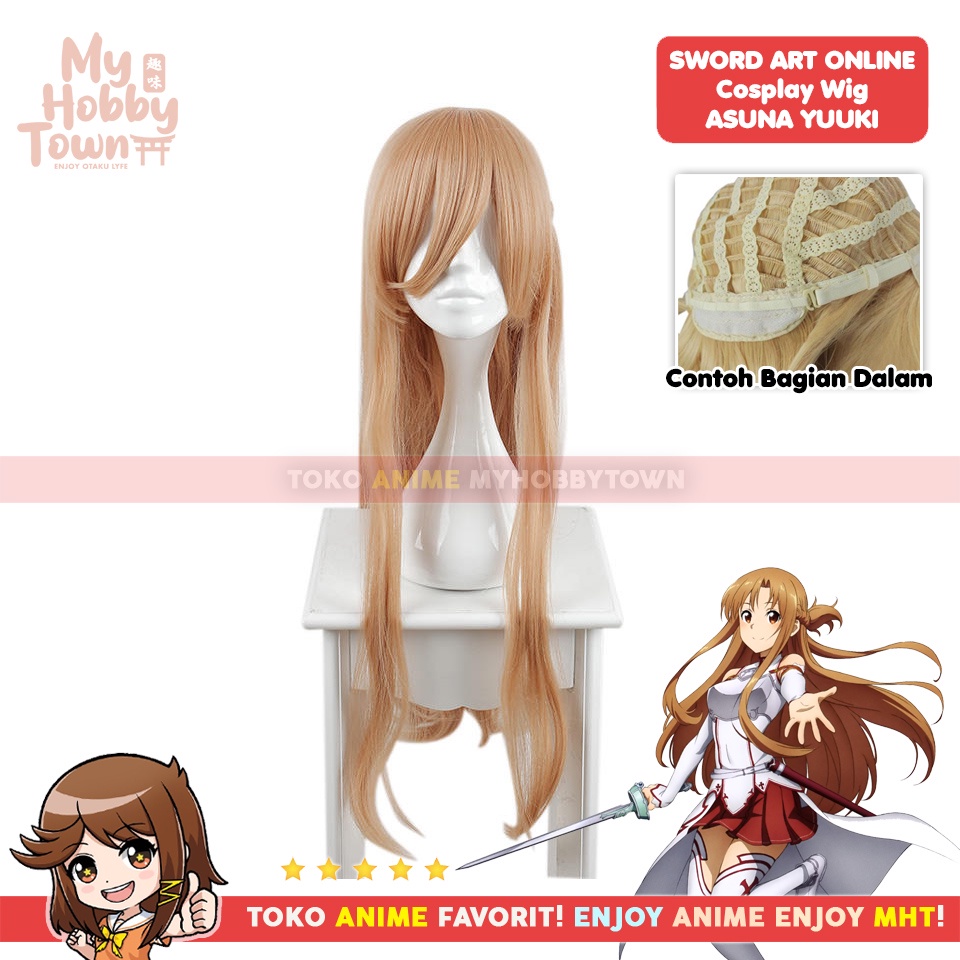 Wig Rambut Palsu Anime MCoser Light Brown 85 cm 217DB - Sword Art Online - Asuna Yuuki Cosplay