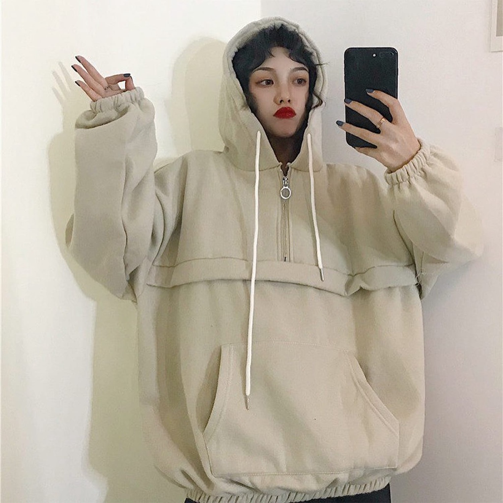 ZAIRA Sweater Hoodie Wanita Oversize |  Sweater Big Size Wanita Korean Style Kekinian