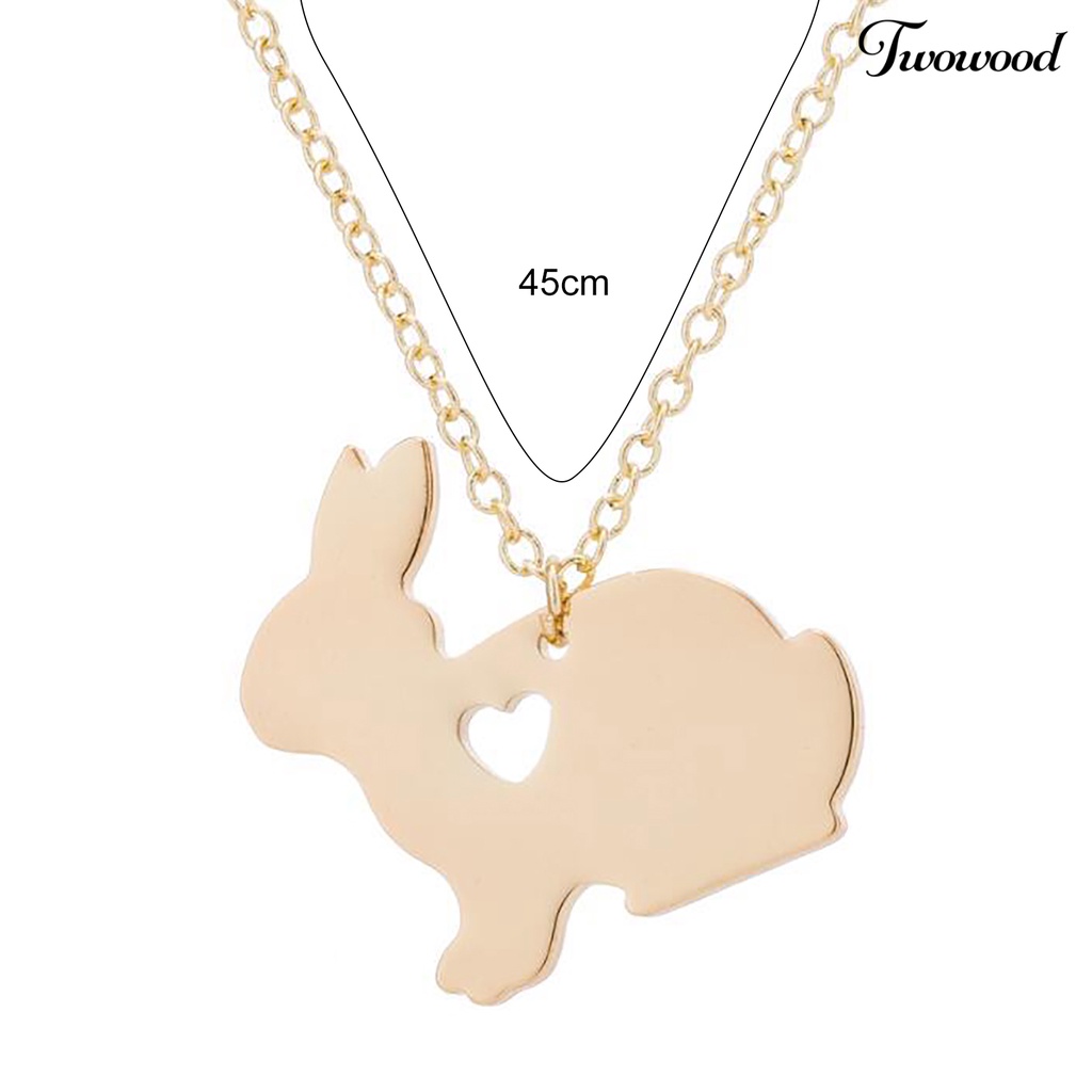 Twowood Simple Bunny Pendant Grafir Hati Klavikula Rantai Kalung Klavikula Untuk Paskah