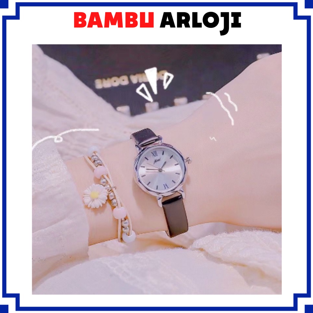 BAJ Jam Tangan Quartz Strap PU Analog Casual Gaya Retro Wanita Persegi Watch Korean Fashion Body Belimbing RM032