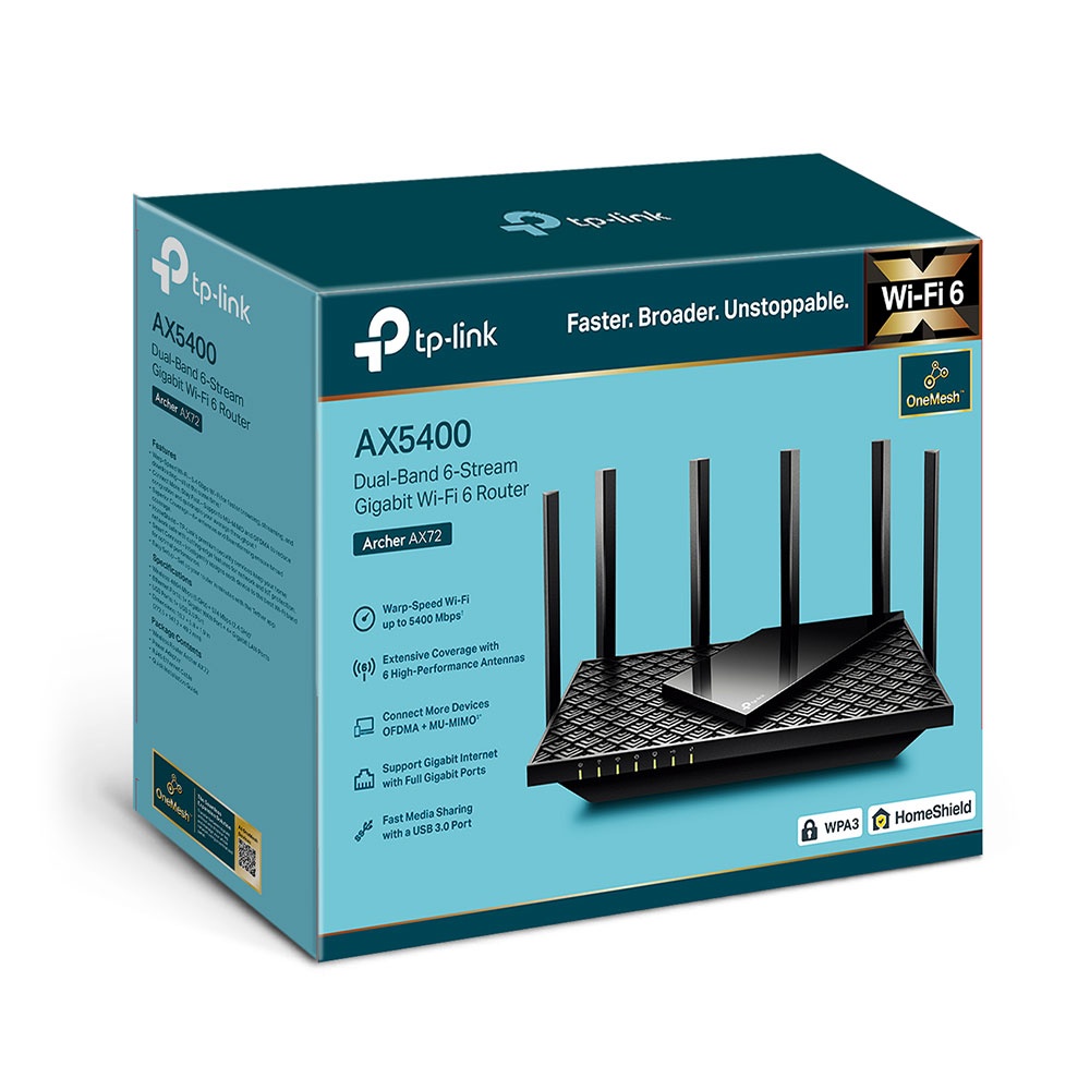 Tp-Link Archer AX72 AX5400 Router Dual-Band Gigabit Wi-Fi 6