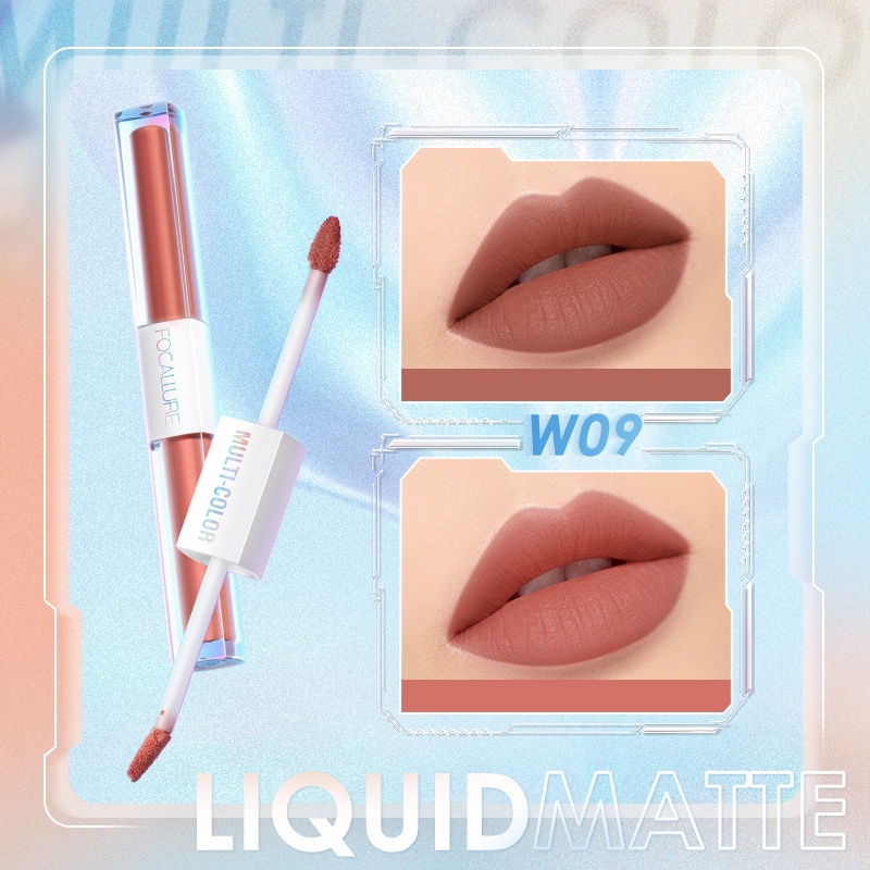 FOCALLURE 2 In 1 Lipstik Madam Liquid Lipstick Matte Dual Stick Kosmetik Lip Cream Matte Original Lipstik Tahan  Matte D