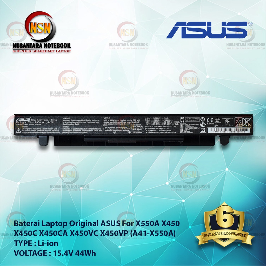 Baterai Original Asus A450 A550 X450 X550A F450 X452 15V 44Wh