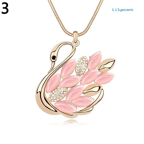 [LS] Wanita Fashion Rantai Kalung Berlian Imitasi Kucing Swan Owl Liontin Perhiasan Hadiah