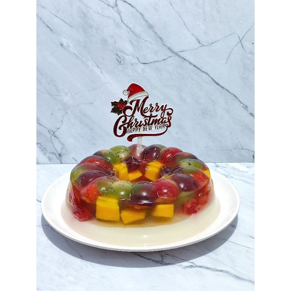 

Puding Buah dapurnyahelen diameter 20 & 22cm Free Topper birthday / christmas / imlek / idul fitri / lebaran / gong xi fa cai by req