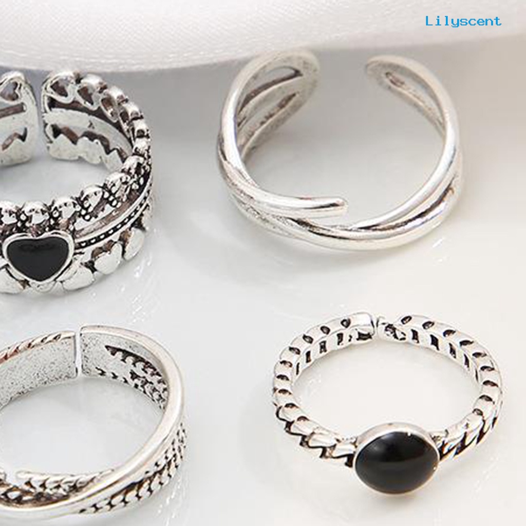 [LS]7Pcs /Set Wanita Cincin Punk Geometris Berlian Imitasi Hias Electroplating Kilau Cerah Dekorasi Hadiah Wanita Silang Hati Knuckle Rings Trendy Perhiasan Untuk Pacaran