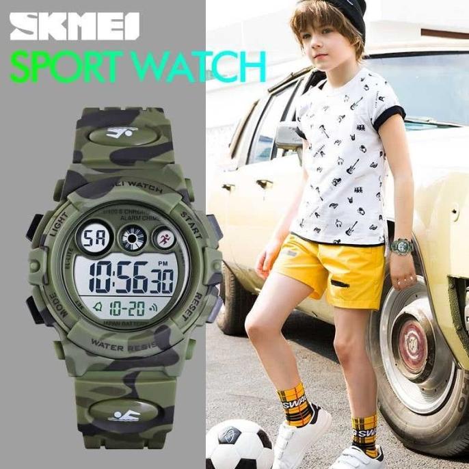Jam Tangan Anak Laki Cowok SKMEI 1547 Original Anti Air Motif Tentara