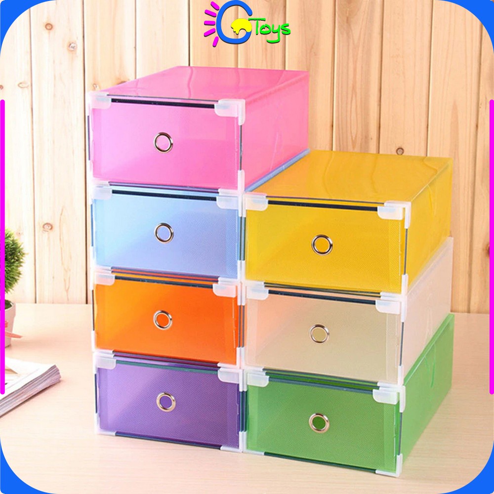 Promo Cr-C598 Kotak Sepatu Lipat Transparan Tebal Serbaguna Dengan List Besi / Kotak Penyimpanan