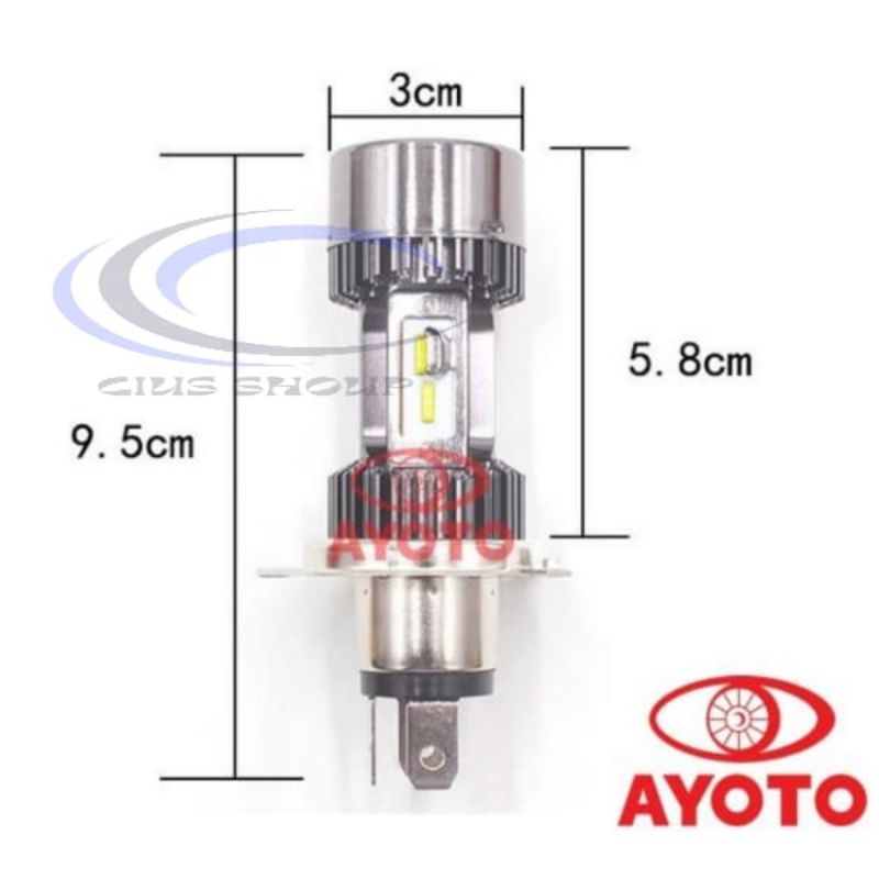 SEPASANG LAMPU LED H4/HS1 AYOTO A2 HI LOW 45W LED EAGLE EYE BIRU PNP UNTUK MOBIL DAN TRUCK CAHAYA PUTIH