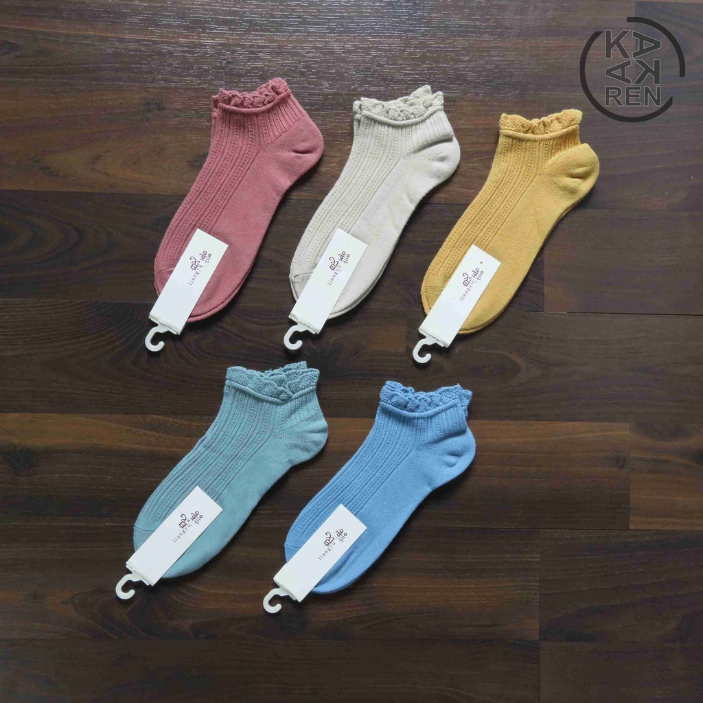 Kakaren Kaos Kaki Mata Kaki / Ankle Shabby Chic Aksen Renda Warna Warni