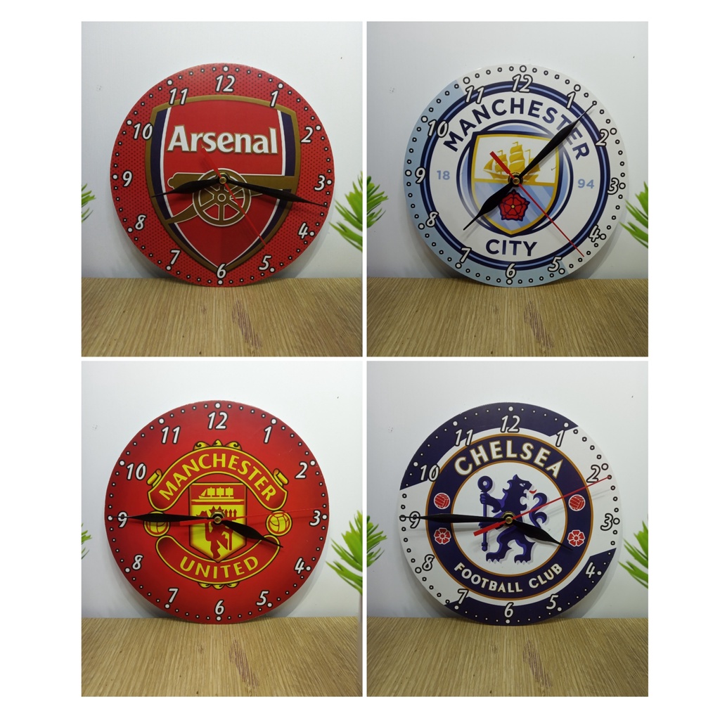 JAM DINDING KAYU GAMBAR KLUB BOLA MURAH ELEGANT