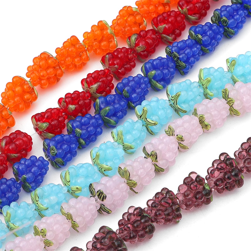 1pc 12mm Grape Lampwork Glass Beads Buah Multicolor Spacer Beads Untuk Kalung Anting Liontin DIY Perhiasan Maki