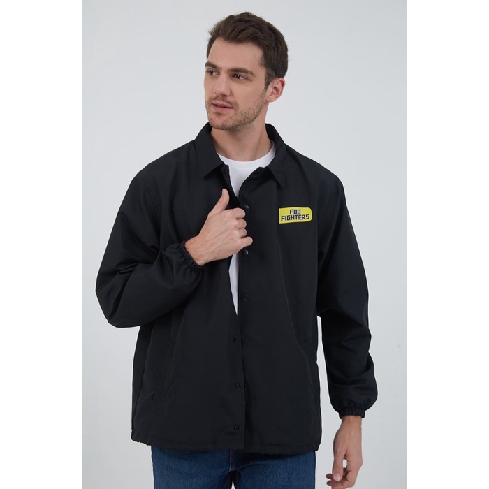 ⭐BISA COD⭐ Berrybenka Street - Outer Jaket Coach Pria Foo Fighters Black - Black, S