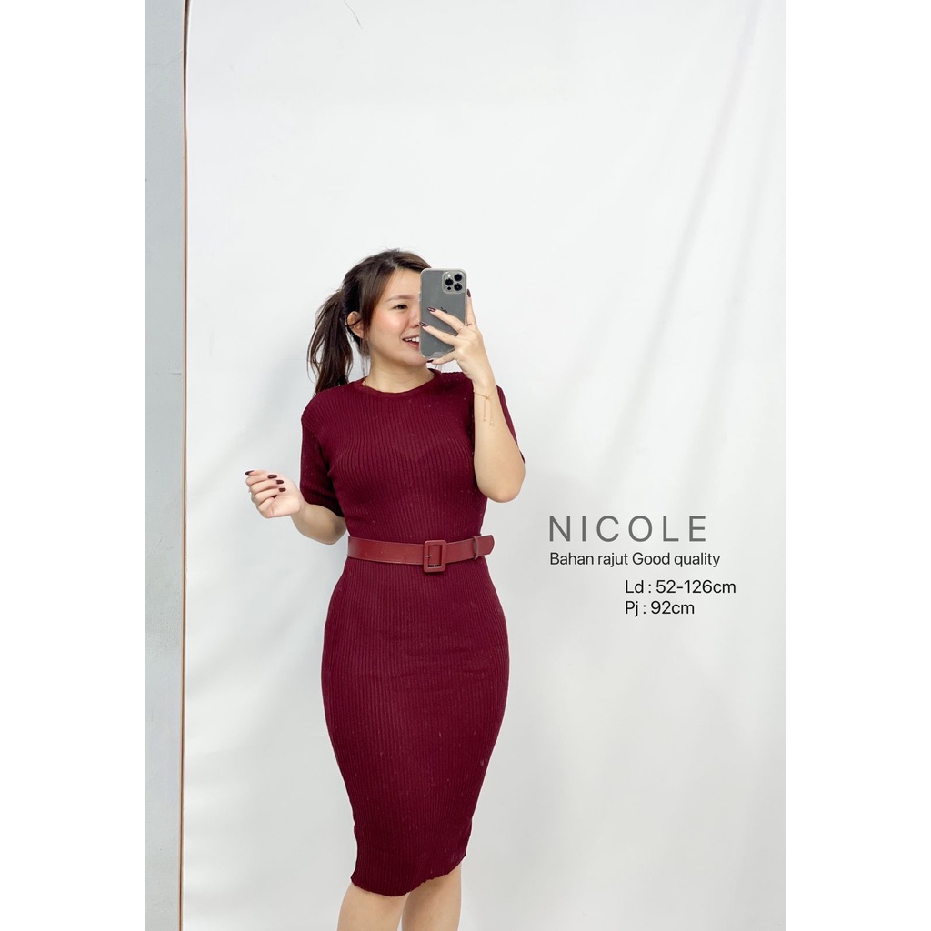 Toply shop Dres rajut nicole / Rajut premium strech / Dres korean style