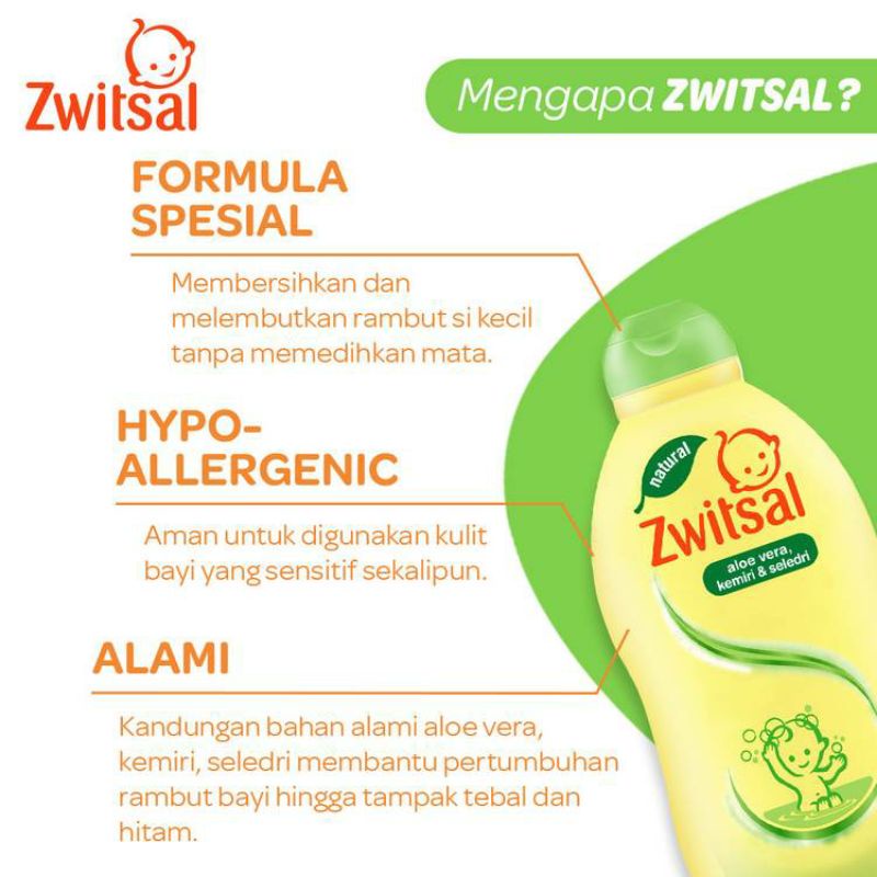 Zwitsal Baby Bath Natural 2in1 Hair &amp; Body - Natural Shampoo Tub 100ml