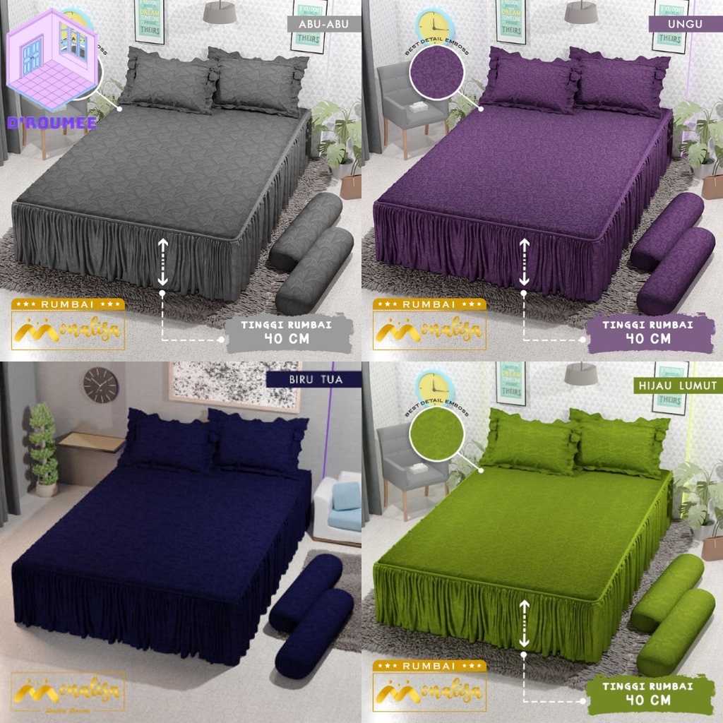 Sprei Rumbai Monalisa Polos Emboss Ukuran 160x200 Queen Seprai Rempel Embos Polos Monalisa