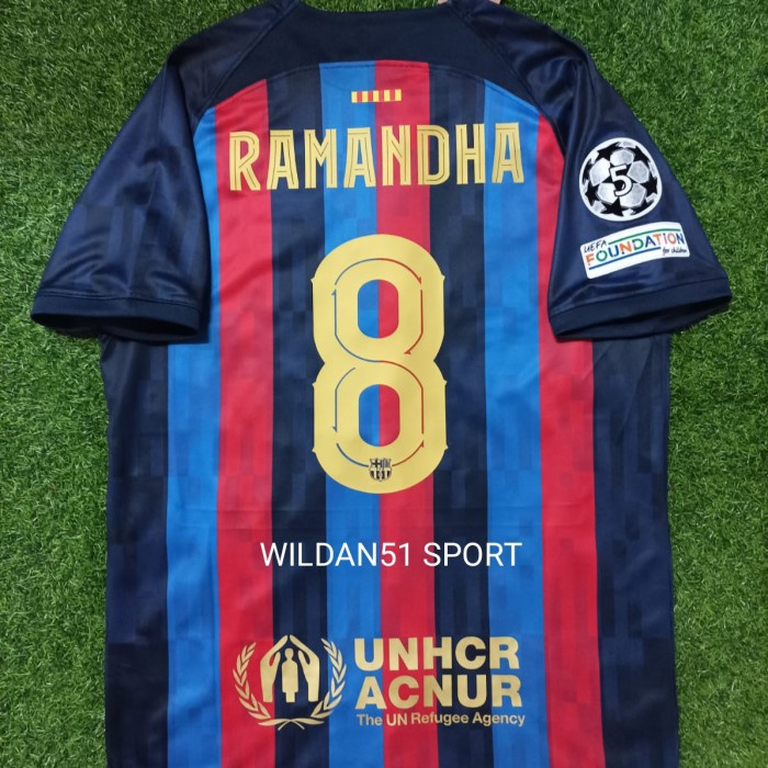 PG - Jersey BARCA BARCELONA Home + Nameset + Patch 2022-2023 Grade Ori - UCL, S