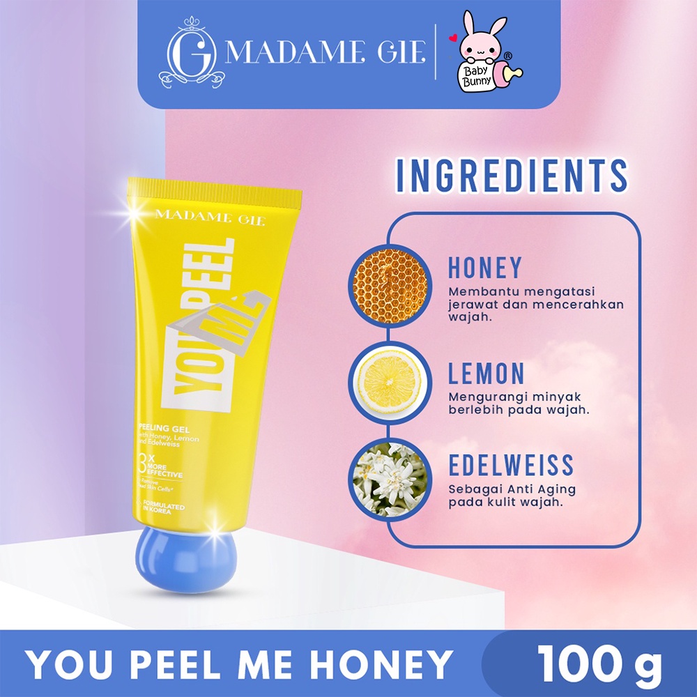 ❤ BELIA ❤ MADAME GIE You Peel Me 100g | Peeling Gel | 3X More Effective Blueberry / Honey | Eksfoliasi Exfoliating Gel | BPOM