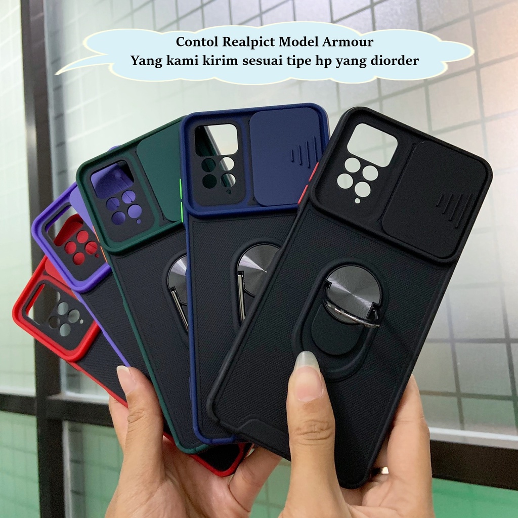 Casing Realme C11 2021 C20 Hard Case Armour Robot 2in1 Magnet Standing Cover Protection Camera