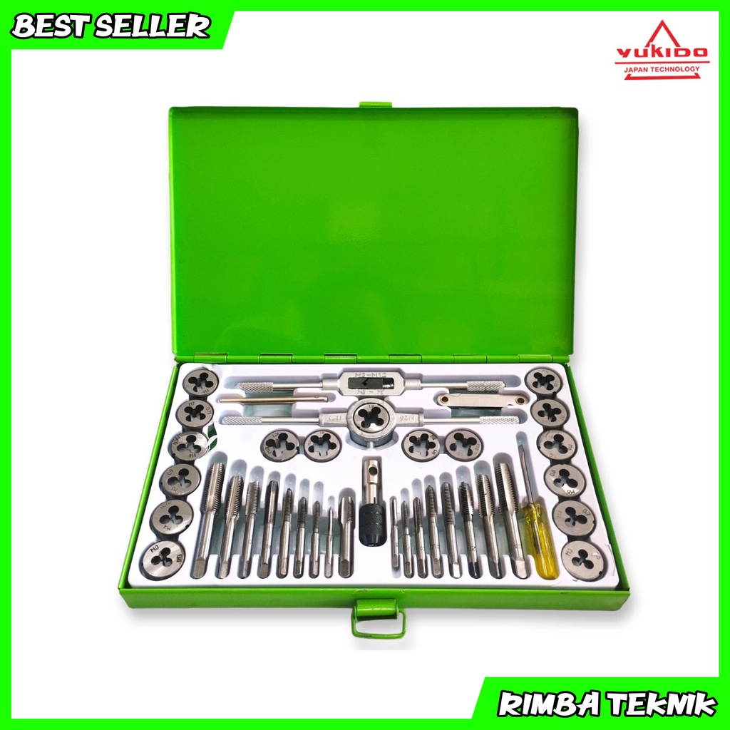 YUKIDO Tap and Dies Set 40 Pcs - Alat Snai dan Tap Ulir Baut Senai