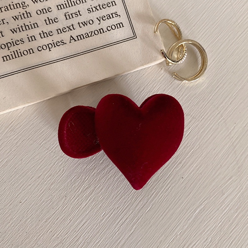 Korea Merah Hati Klip Rambut Gadis Fashion Sederhana Tinggi Ponytail Jepit Rambut Wanita Aksesoris Rambut