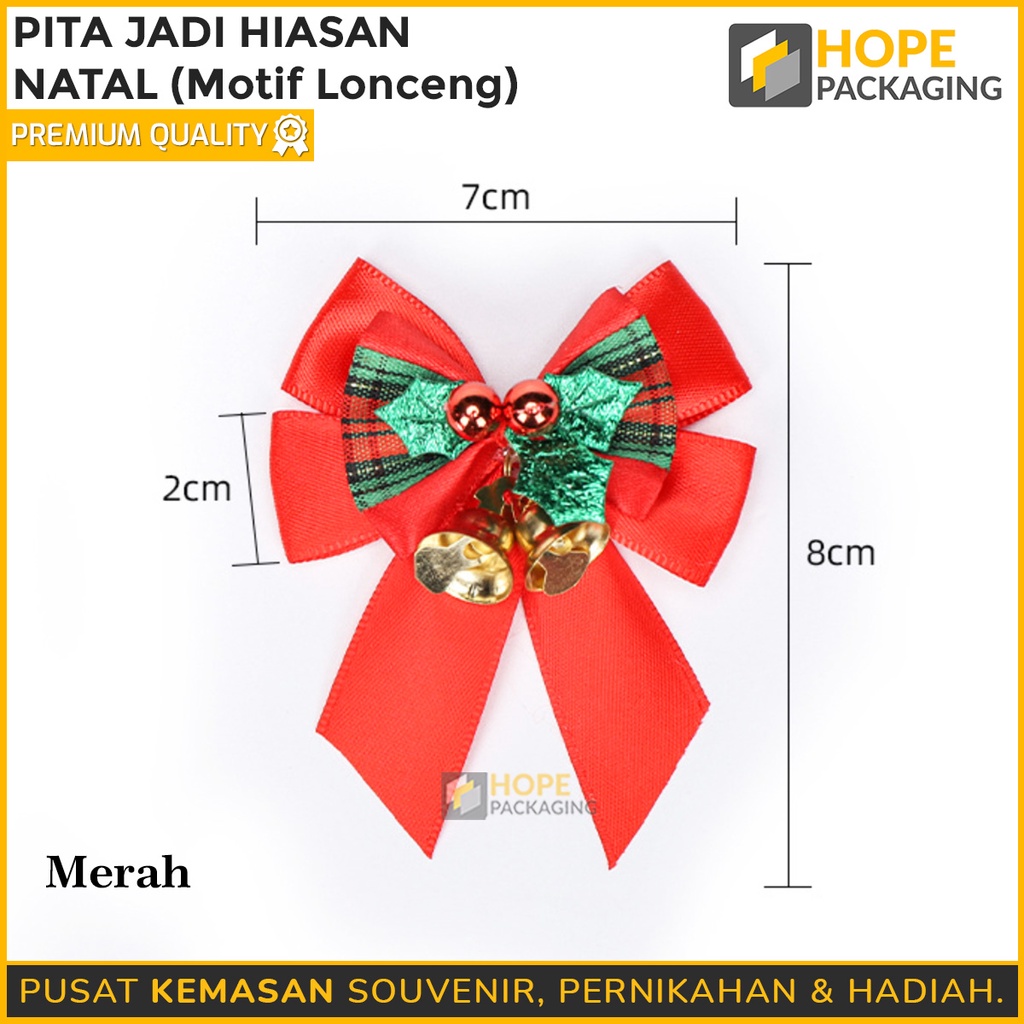 Pita Jadi Hiasan Natal Size : 7 x 8 x 2 cm / Motif Lonceng