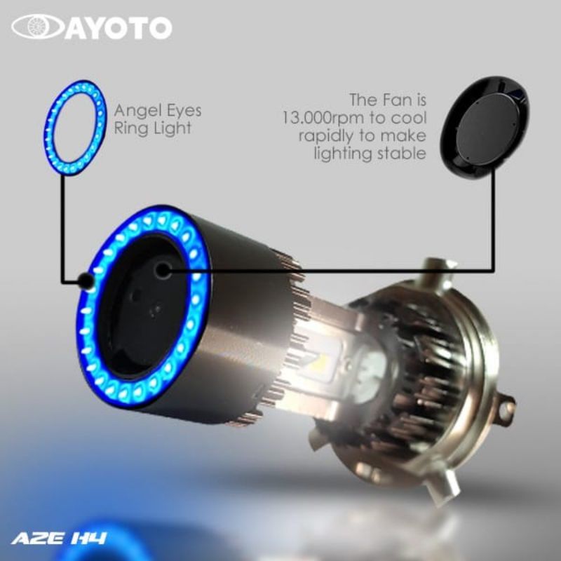 SEPASANG LAMPU LED H4/HS1 AYOTO A2 HI LOW 45W LED EAGLE EYE BIRU PNP UNTUK MOBIL DAN TRUCK CAHAYA PUTIH