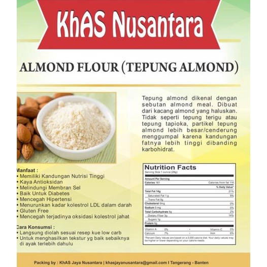 

✤Terbatas➯ Tepung Keto Almond khas jaya nusantara Almond Flour Premium Quality 450 gram W95