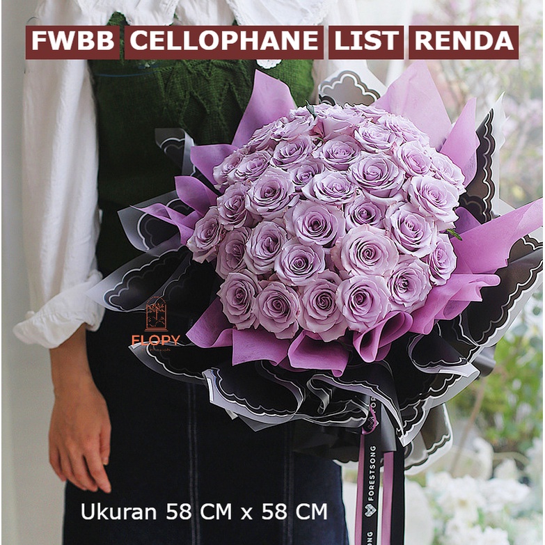 

[5 lembar] Cellophane List Renda Flower Wrap / kertas bunga / tissue bunga - FWBB