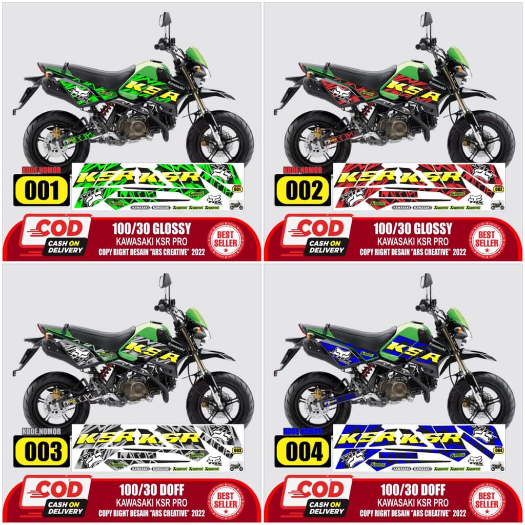 Sticker Striping Decal Kawasaki KSR PRO Variasi QLA01 DOFF/GLOSSY Semua Ready Bisa COD