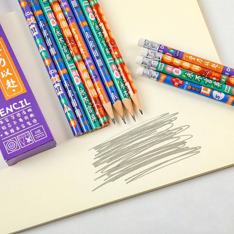 10pcs Berkah Kata Seri Anak HB Pensil Set Dengan Eraser