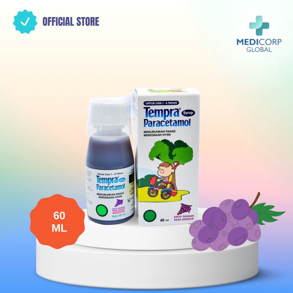 [MEDICORP] Tempra sirup obat penurun demam / panas bayi dan anak rasa anggur 60ml