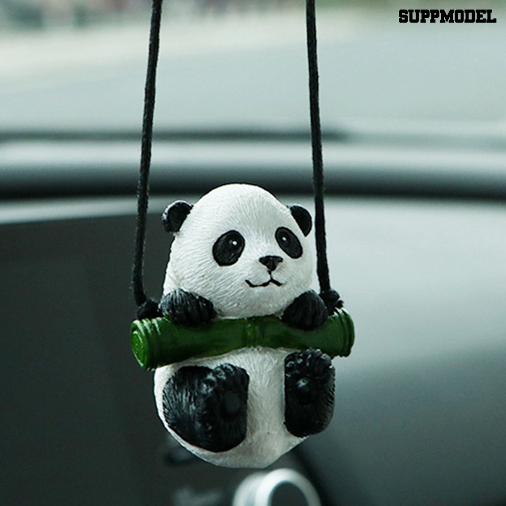 [Dekorasi] Panda Liontin Kartun Lucu Kuat Ketangguhan Hias Resin Panda Lucu Spion Liontin Aksesoris Mobil