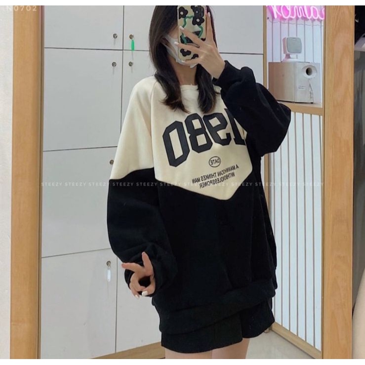 1980 DATE COMBIE OVERSIZE SWEATER CREWNECK WANITA