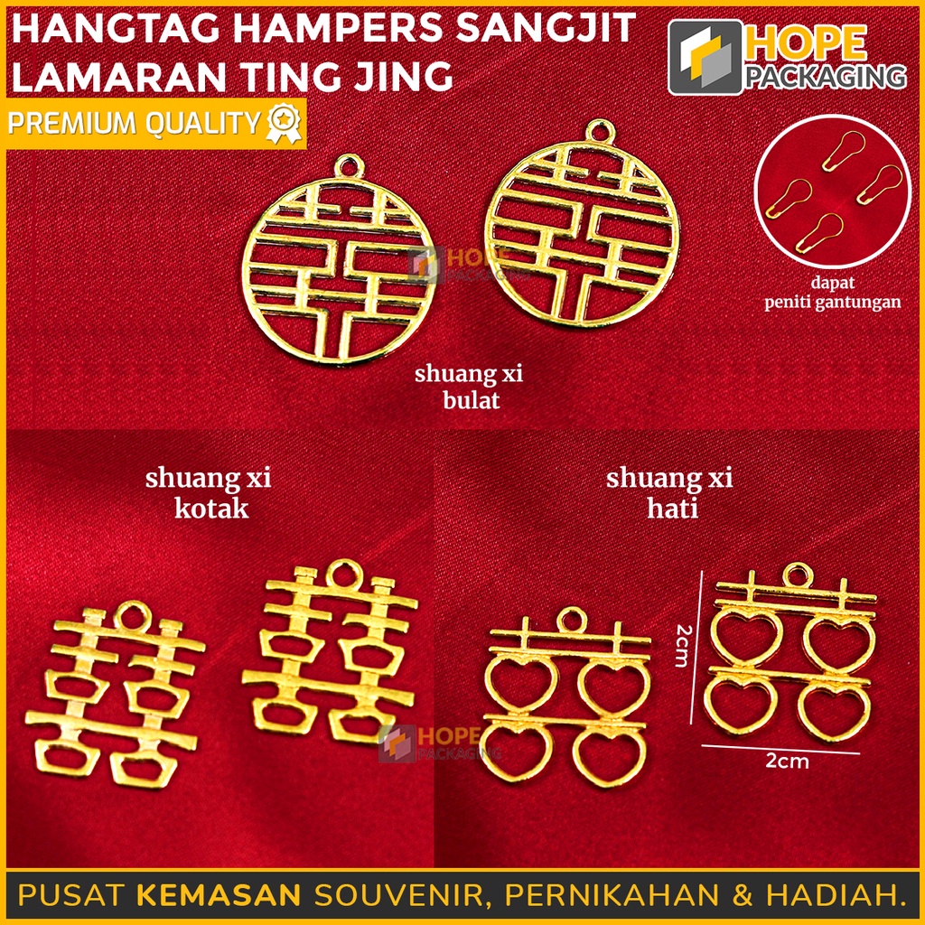 

[Harga / 10 Pcs] Aksesoris Sangjit /Jepitan Gantungan Souvenir Hiasan Wedding / Hangtag Hampers Shuang Xi Untuk Ting Jing Lamaran Ting Hun