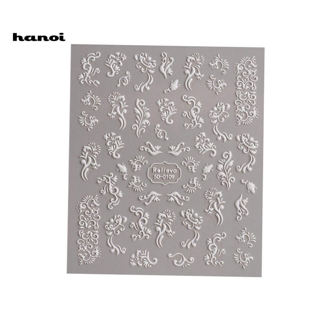 Han _ Warna Putih Manicure Decal Female Supply Manicure Dekorasi Motif Bunga Patch Efek 3D