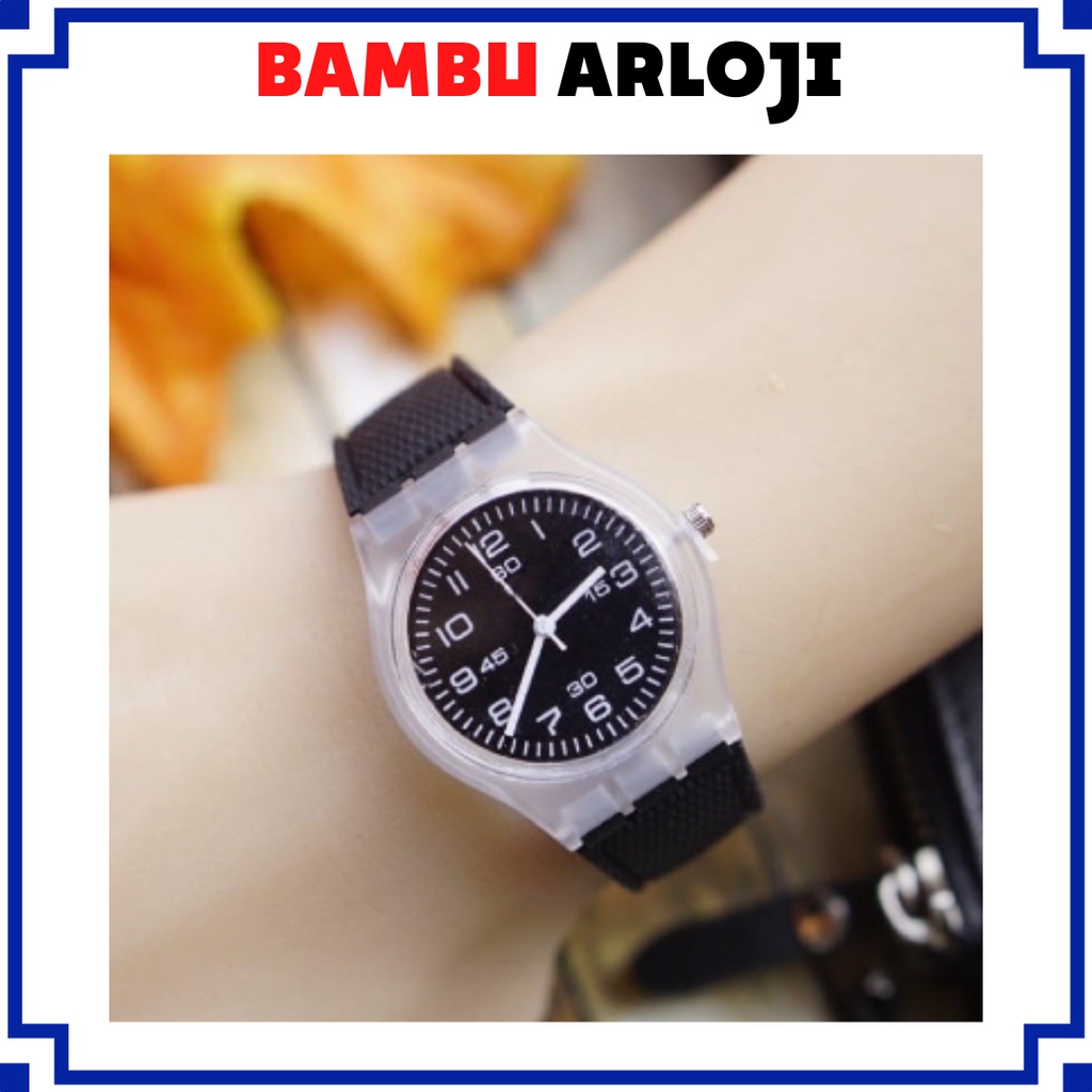 BAJ JAM TANGAN MURAH RUBBER BENING TRANSPARANT SW005