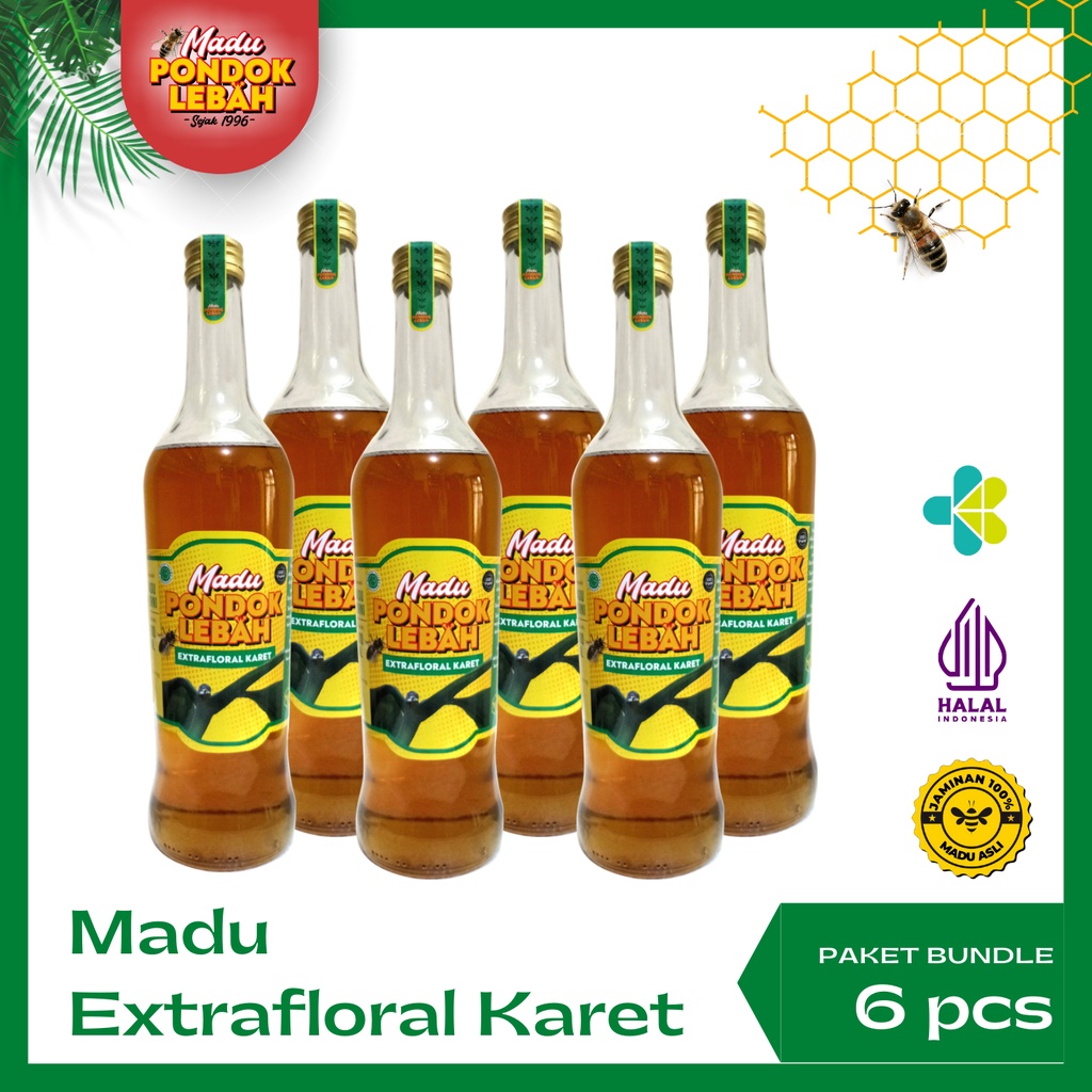 

Bundling 6 Pcs Madu Murni Extrafloral Karet 600 ml - Madu Pondok Lebah