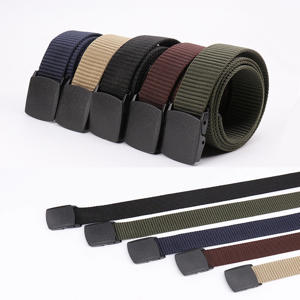 Ikat Pinggang Kain / Kanvas dengan Kepala Plastik - Webbing Belt Anti Metal Detector - MBELT (COMB)