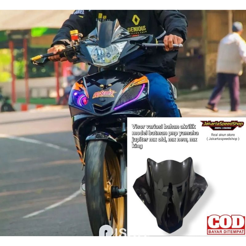 Visor yamaha jupiter mx old model batman bahan full akrilkk warna hitam &amp; bening universal