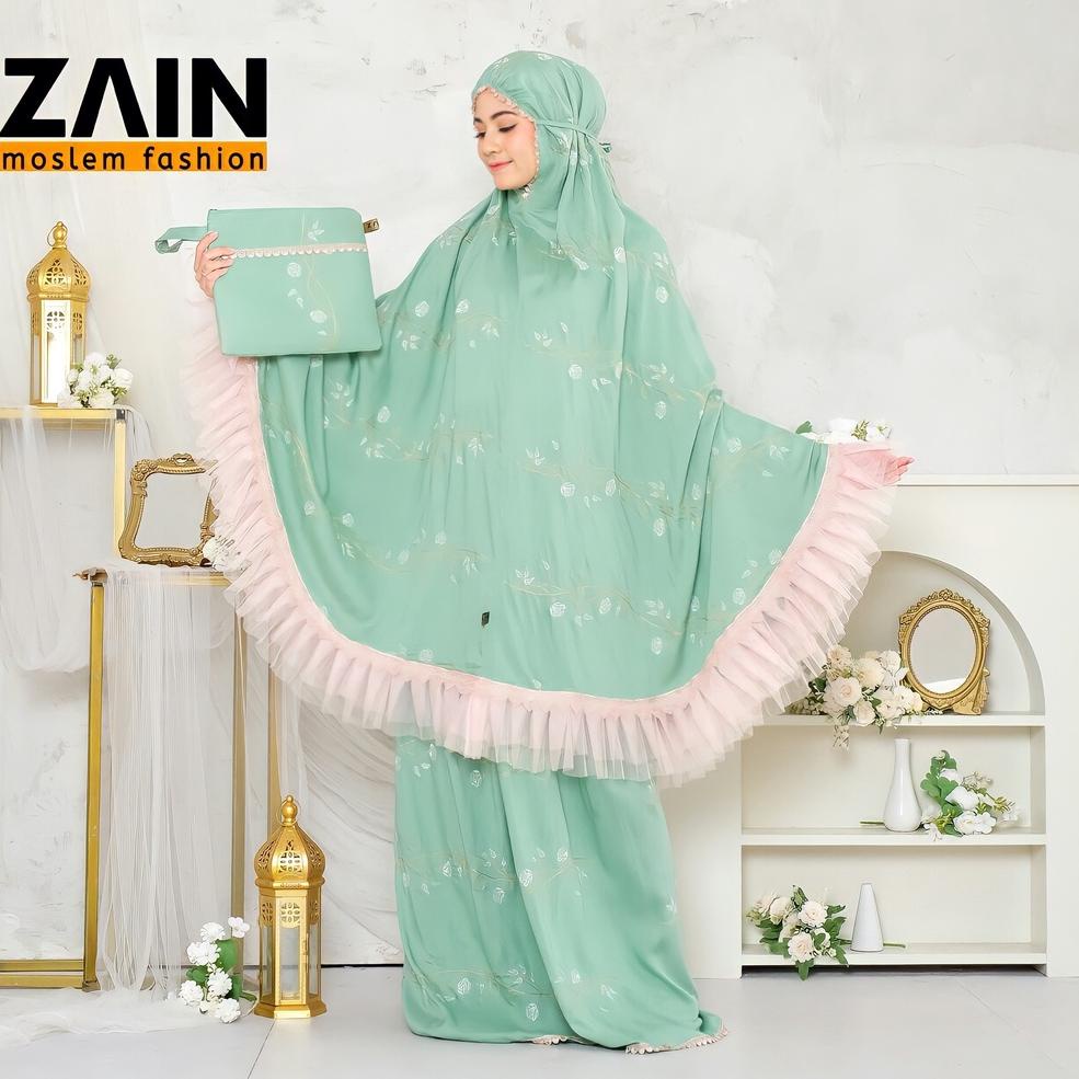 WAM.11De22ᵞ ‣ ZAIN - Mukena Dewasa Rayon Bordir Bunga Teratai Nazwa Series Zain