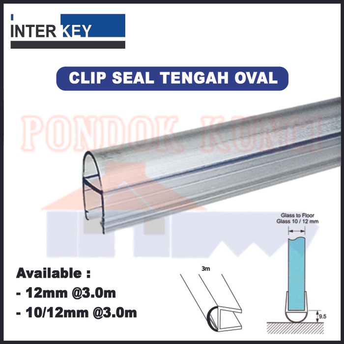 Klip Clip Seal Penutup Celah Pintu Kaca Kamar Mandi D 10/12mm 300 cm